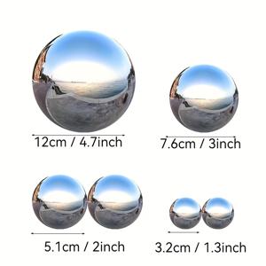 TEMU 스테인리스 스틸 스타링 볼, 32-120mm 거울 광택 중공 반사 정원 공 6개 세트, 부유하는 연못용 무봉제 구경 글로브, 홈 가든 장식 믹스 팩 6개