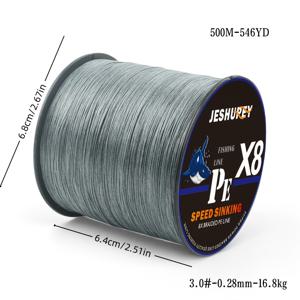 TEMU 8합 회색 PE 낚싯줄, 300/500m 부드럽고 매끄러운 플라이 낚시 바다 낚시 보트 낚싯줄, 낚시 애호가를 사랑하는 강력한 견인력 낚싯줄