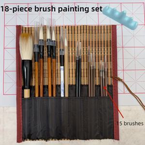 TEMU 18pcs 전문급 올인원 울프 브러시 페인팅 세트 - 완전 초보자 키트, 화이트 클라우 라인 브러시, 수채화 및 서예 도구로 초보자, 중국 페인팅 및 특수 서예에 적합합니다.|캘리그라피