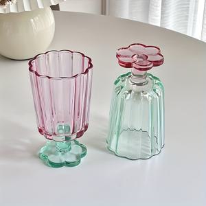 TEMU 2/4pcs 우아한 꽃무늬 유리 컵 - 우유, 주스, 차, 물, 맥주, 칵테일, 아이스크림을 위한 재사용 가능한 고품질 음료 유리 컵 - 가정, 바, 주방 사용에 적합 - 이상적인 생일 또는 솔로 기프트, 홈 음료 유리 컵 | 우아한 유리 컵 | 재사용 가능한 유리 컵