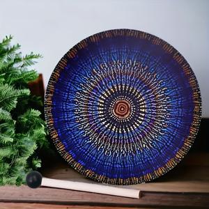 TEMU 신비로운 차크라 나무 여신 달 드럼, 비터 포함 - 생동감 있는 파란색, 금색 및 갈색 - 미디에이션 및 사운드 치료를 위한 세련된 디자인, 사운드 치유 드럼 | 세련된 만다라 드럼 | 장식용 비터