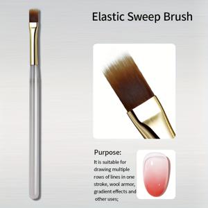 TEMU 1팩 탄력 있는 네일 아트 스윕 브러쉬 - 분리가 없는 합성 솔, 부드러운 브러시 헤드, 흔적 없음 블렌딩, 일본-한국 스타일 매니큐어 페디큐어 도구, 부드럽고 정밀한 디자인용, 그라데이션 핸들, 메탈릭 마감