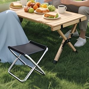 TEMU 1pc 접이식 캠핑 스푼 - 강철 프레임, 휴대용 컴팩트 시트, 피크닉, 해변 및 정원용, 통기성 있는 표면 및 빠른 접이형 디자인, 블랙, 피크닉 가구, 야외 좌석, 현대 야외, 내구성 있는 구조