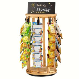 TEMU 360° 회전 가능한 다목적 나무 & 금속 스낵 정리대 - 홈, 오피스, 파티용 스탠드 - 메시지 보드 포함 (오늘의 공유) - 전기 불필요 - 공간 절약형 카운터탑 수납, 우아한 목재 마감, 튼튼한 금속 구조, 현대적인 주방 정리, 소규모 비즈니스용 내구성 있는 스낵 홀더