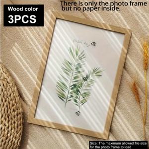 TEMU 3pcs 나무 사진 프레임 벽 장식 10X15 15X20 20X25 A4. 나무 색상. 사진 및 장식용 프레임. 추억의 선물