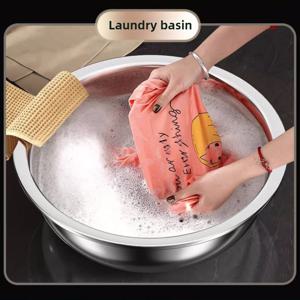 TEMU 1-2pcs 초대형 스테인레스 스틸 욕조, 14인치 두꺼운 세척 욕조, 원형 주방 싱크 냄비, 가정용 얼굴 욕조, 세탁 욕조