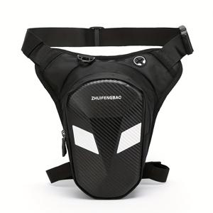 TEMU 1 블랙 카본 파이버 디자인 바이크 및 모터사이클용 헤드폰 잭, 조절 가능한 어깨끈과 더블 지퍼 수납공간이 있는 EVA 허리백 - 내구성 강한 야외 사이클링 가방 | 안전 보관 가능