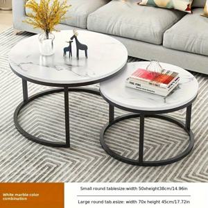 TEMU 2개 세트 인기 노르딕 스타일 커피 테이블 모던 크리에이티브 홈 라운드 티테이블 고급 철제 아트 라이트 럭셔리 거실 야외 파티오 사무실 리셉션 데스크|티테이블