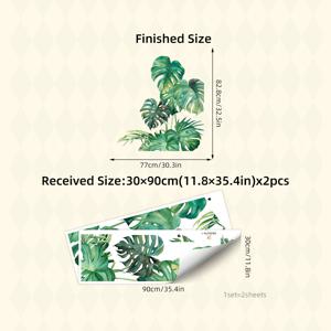 TEMU 대형 수채화 몬스테라 잎 벽 스티커 - 욕실, 침실, 거실 장식용 탈착 가능한 자체 접착 비닐 스티커 - 세미 매트 마감의 열대 식물 아트 무럴, 쉬운 붙이기 & 떼기 홈 , 자연 애호가를 위한 내구성 있는 재질, 인테리어 디자이너를 위한 보타니컬 테마