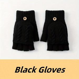 TEMU 남성용 두꺼운 겨울 방한 니트 장갑 1쌍