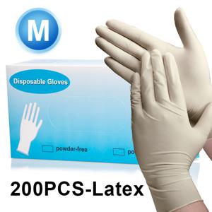 TEMU 50/200개, 일회용 라텍스 장갑, 두꺼운 소재, 무가루, PVC 프리, 방수 및 방유 기능, 손끝 미끄럼 방지, 고탄성, 가볍고 통기성 좋은 착용감, 음식 준비, 청소, 네일 아트 및 타투에 적합
