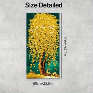 TEMU 2D 플랫, [2D 플랫] 1개 나무 프레임 캔버스, 금색 돈나무와 사슴 새 이미지, 홈 데코용 아트, 패턴 벽 장식, 거실, 침실, 레스토랑, 바 벽 장식, 무취, 그림, 프린트, 작품, 할로윈 크리스마스 선물, 2D 플랫