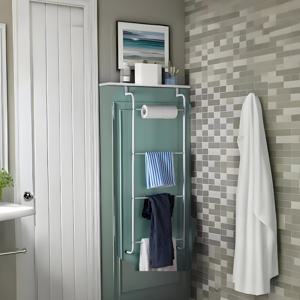 TEMU 4단 금속 문걸이 선반 - 욕실, 침실, 서재에 적합한 공간 절약형 튼튼한 수납대. 도구 없이 간편 설치 가능, 타월·옷·책 걸기 다용도 스토리지 랙