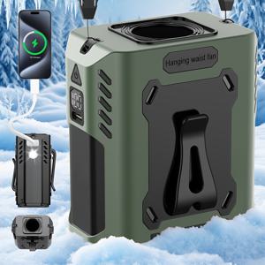 TEMU 3-in-1 휴대용 선풍기 (USB 충전식), 6000mAh 미니 목/허리 클립, 빠른 냉각, 3-in-1 디자인, 내장형 보조 배터리 & 손전등, 실내, 건설 현장에 적합