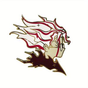 TEMU 애니메이션 캐릭터 에나멜 라펠 핀 - 화려한 레드 & 블랙 헤어 디자인과 반짝이는 액센트, 백팩·가방·재킷용 내구성 있는 메탈 브로치 배지 - 애니메 팬을 위한 특별한 선물