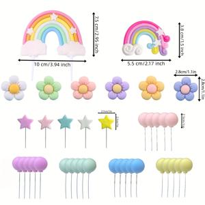 TEMU 무지개 케이크 토퍼 무지개 테마 파티 용품 파스텔 볼 케이크 토퍼 보호 케이크 토퍼, 미니 풍선 케이크 토퍼 스틱 - 크리스마스 생일 장식용 글리터 골든 볼 픽스, 할로윈, 크리스마스 이벤트 및 파티 용품