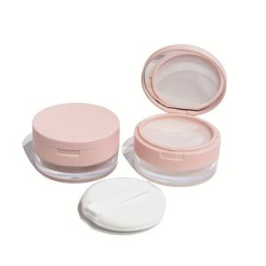 TEMU 1 20g 플립탑 대형 메쉬 파우더 디스펜서 박스, 핑크 미러 포함 파우더 디스펜서 박스, 무료 파우더 퍼프 증정, 휴대용 빈 파우더 케이스, 허니 파우더 박스