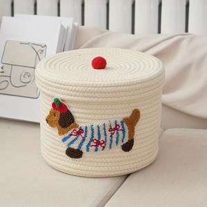 TEMU 대용량 손으로 짠 보관 바구니/바스켓 - 뚜껑 포함, 세탁실·욕실·거실·침실 정리함, 튼튼한 천 소재 오픈형 멀티퍼포즈 홈 데코 오거나이저, 모던 팜하우스 스타일, 아파트 거주자 선물, 고품질 직조, 현대적 디자인, 셸프 바스켓|욕실선반|화장실선반