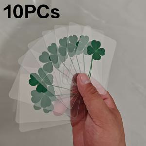 TEMU 10개 행운의 클로버 엽서 세트 - 투명 뒷면, 자연의 매력 부적 카드, 생일 및 결혼식용, 아이리시 스타일 장식 북마크 포함, 테이블 세팅 - 완벽한 성 패트릭의 날 선물 아이디어, 종이 디자인, 파티 선물, 클로버 패턴, 리얼리스틱 클로버
