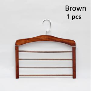 TEMU 4단 조임식 바지 걸이, 미끄럼 방지 로드, 나무 재질, 청바지용, 공간 절약 디자인, 바지, 스카프, 수건 보관에 적합, 미끄럼 방지 나무 옷걸이, 침실, 욕실 및 옷장의 가정용 보관에 이상적 - 천연 및 코