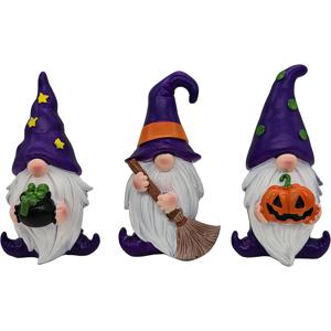 TEMU 할로윈 장식 3종 세트: 노움 호박 빗자루 조각상, 책상이나 선반용, 크리스마스와 추수감사절에 딱 맞는 완벽한 선물 아이디어