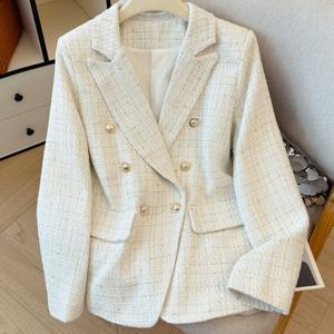 TEMU 여성용 우아한 베이지 재킷 - 사계절 내내 착용 가능한 버튼 프론트 코트, 오피스 & 웨딩 트래블 , 일상 및 공식 행사용 - 튼튼한 여성 아우터웨어, 클래식 디자인, 세련된 마감, 다목적 레이어링 피스