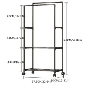 TEMU 3-in-1 신발 & 모자 & 옷 정리대 - 트라우저 랙 & 360° 바퀴가 있는 듀얼 로드 옷걸이 | 거실, 침실 및 발코니용 공간 절약형 이동식 랙 | 깔끔한 우아함과 쉬운 이동, 건조 랙