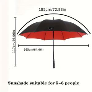 TEMU 초대형 185cm 6피트 우산, 이중 레이어 자동 개폐 버튼 레드 야외 파라솔 - 그룹 활동, 비즈니스 및 가족용 최대 사용 면적의 헤비듀티 파이버글래스 프레임. 여행자와 전문가에게 이상적인 강화된 캐노피|양산