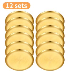 TEMU 12개 한국 스타일 싱글 레이어 바베큐 접시, 두꺼운 스테인리스 스틸 디저트 접시, 음식 디스플레이 및 야외 식사에 완벽, 캠핑 식기 | 현대식 식기 | 내구성 있는 접시, 캠핑 접시, 손님을 위한 서빙 접시, 아름다운 가정 및 주방 용품, 식기, 테일러