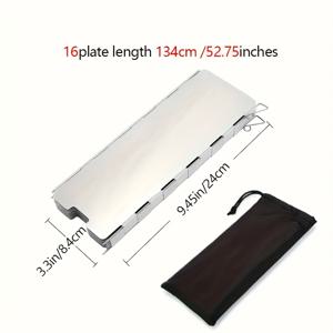 TEMU 야외 요리용 휴대용 방풍 쉐이드 - 캠핑 스토브, 그릴 & 핫팟용 조절 가능한 | 10개의 유연한 패널이 있는 경량 접이식 윈드실드, 내구성 있는 광택 알루미늄, 사각 디자인 바비큐, 피크닉, 하이킹 및 배낭여행용, 캠핑 스토브 액세서리, 피크닉 필수품, 컴팩트 디자인, 튼튼한 구조, 바비큐 애호가용, 캠핑 액세서리, /캠핑 스토브, 피크닉 필수품