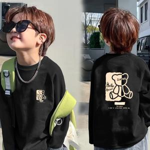 TEMU 카주 그래픽이 있는 캐주얼 긴팔 티셔츠 - 레터링, 레귤러 핏, 중간 신축성, 봄/가을 필수템, 캐주얼 복장에 완벽, 봄 가을 의류 | 발랄한 그래픽 티 | 중간 신축성 원단, 초등학생 남아옷, 남아 반팔티, 남아옷, 남아 티셔츠, 남아 가을옷