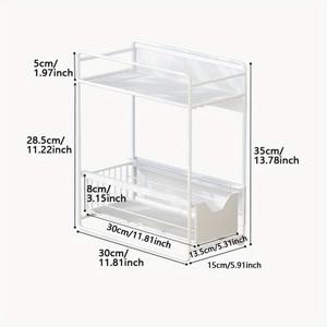 TEMU 1개 대형 이중 레이어 자석 수납 랙 - 드릴 불필요, 욕실, 냉장고 & 세탁기 공간 절약형 정리함, 스테인리스 스틸 마감의 흰색 주철, 가정 정리, 욕실 정리 및 수납, 선반을 위한 다기능 선반|냉장고|욕실선반|다리미
