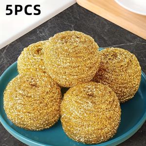 TEMU 순수 구리 와이어 클리닝 볼 5개 세트, 순수 구리 제작, 주방용기 긁힘 방지, 주방 설거지 가정용 청소 브러시, 주방 스크러빙 볼, 냄비 브러시, 청소 도구, 주방 청소 필수품, 식기 세척 도구,핸드헬드 청소 도구,비전기 스크러버,녹 방지 소재,고품질 구리,와이어 접시 브러시,바쁜 주부들