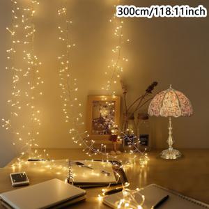 TEMU 초장형 300cm/118.11인치 LED 페어리 라이트 — 우아한 곡선 가랜드 스트링 조명, 무선 매달기 조명, 결혼식, 파티, 가정, 사무실, 사진 장식에 적합 — 전자 부품 불필요, 쉬운 설치, 저전압 안전 — 졸업, 생일, 이벤트에 이상적인 선물, 홈 ,내구성 있는 디자인,에너지 효율적인 조명,장식용 스트링 조명,이벤트 플래너,선물 구매자