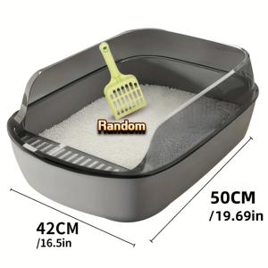 TEMU 1개 초대형 두꺼운 고양이 화장실 상자 (스쿱 포함), 반폐쇄형 높이 조절 가능한 오픈 화장실, 발자국 방지 고양이 용품, 가정용 애완동물 화장실 상자, 표준 고양이 화장실 상자, 애완동물 선물, 스쿱 색상 랜덤