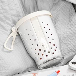 TEMU 휴대용 샐러드 과일도시락통 과일 도시락컵 배수 기능이 있는 샐러드 용기 원형 플라스틱 과일 컵