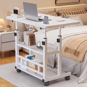 TEMU 다목적 이동식 컴퓨터 테이블 (수납 선반 포함) 조절 가능한 높이 롤링 데스크 내구성 강한 금속 프레임 침실/사무실/거실용 노트북 데스크 사계절 사용 가능 침대 옆 탁자