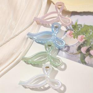 TEMU 4개입 '스위트' 컬러풀 젤리 캔디 리본 보우 클립, 해변 및 야외용 봄/여름 헤어 클로