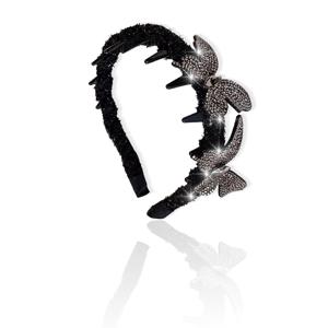 TEMU 여성을 위한 1개 우아한 블랙 라인스톤 나비 헤어밴드 - 빈티지 스타일 미끄럼 방지 이빨 헤어밴드, 반짝이는 장식, & 파티에 완벽, 올 시즌 활용 가능한 헤어 액세서리, 파티 헤어 액세서리 | 빈티지 스타일