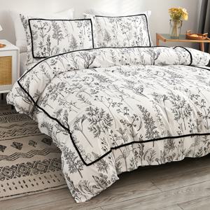 TEMU 3pcs 화학섬유 폴리에스테르 표면 백 워 프레임 블랙 소형 볼 트위 프린트 이불 커버 세트, 침구 세트, 1 이불 커버 2 베개 커버, 이불 커버 세트, 매력적인 프랑스 , 퀸, 킹, 90''*90'', 102''*90''