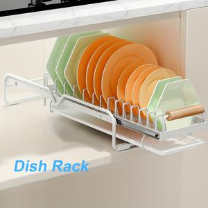 TEMU 주방 서랍, 찬장 및 선반용 1개의 언더싱크 정리함, 이동식 드레인 보드가 있는 풀 아웃 타입의 식기 건조대, 싱글 레이어 공간 절약형 수납 랙, 주방 정리용품 및 수납, 주방 액세서리|식기건조대|식기건조기|싱크대