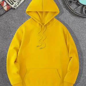 TEMU 남성용 캐주얼 후드 스웨트셔츠 - 긴 소매 풀오버 조절 가능한 끈이 있는 후드, 리브 커프스 & 밑단, 봄/가을 시즌용 솔리드 블랙, 일상 편안한 착용감 | 깔끔한 디자인 탑 | 편안한 핏, 스웨터 후디