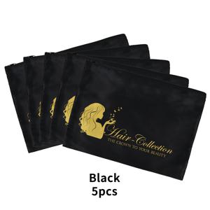 TEMU 대용량 지퍼 새틴 백 5개 세트 - 가발, 헤어 번들 & 익스텐션용 헤비듀티 소프트 헤어 보관백 (태슬 끈 포함, 여행 및 살롱용, 5-8개 번들/가발 수납 가능, 내구성 있는 가발 포장)