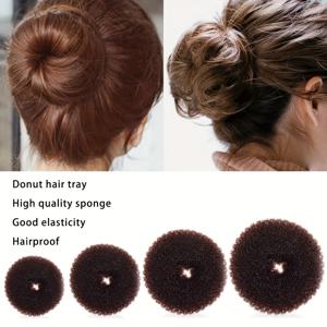 TEMU 4개 헤어 번 메이커 세트, 도넛 번 메이커 세트 4개 다크 브라운 & 4개 베이지(1개 초대형, 1개 대형, 1개 중형 및 1개 소형)