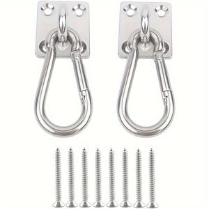 TEMU 2세트 헤비 듀티 행거 후크 해먹 벽걸이, 실내외 스윙 장착 후크 운동 후크 스테인리스 스위블 카라비너 요가 천장 장착 스윙 후크