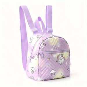 TEMU 조절 가능한 스트랩이 있는 귀여운 핑크 유니콘 백팩 1개 - 퀼트된 PU 소재, 학교 및 출퇴근용 가벼운 디자인 - 만화 유니콘 & 별 패턴, 데이팩 | 유니콘 테마 백팩 | 천으로 된 유니콘 스토킹