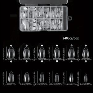 TEMU 240개 소프트 젤 팁 - 매트 클리어 아크릴 XXS 짧은 인조 네일팁, DIY 매니큐어 & 페디큐어용, 내구성과 편안함을 위한 홈/살롱 네일 액세서리, 슬림한 디자인, 매끄러운 마감, 뷰티 애호가를 위한 필수품