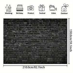TEMU 1pc 다재다능한 비닐 사진 배경, 검은 벽돌 벽 디자인 – 눈부심 없음, 전기 없이 사용, 깃털 없음, 초상화, 생일 및 일반 이벤트 장식에 이상적