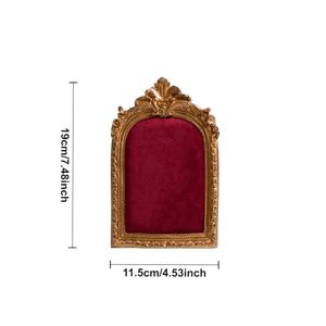 TEMU 1개 유럽 럭셔리 빈티지 쥬얼리 디스플레이 스탠드, 레드 벨벳 프레임 귀걸이 거치대, 액세서리 및 비즈를 위한 수지 직사각형 탁상 쥬얼리 오가나이저, 다목적 사용, 쥬얼리 타워