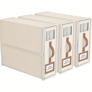 TEMU 3-팩 투명 창과 손잡이가 있는 의류 보관 백 – 침대 시트, 베개 및 린넨을 위한 부직포 손세탁 가능 접이식 정리함 – 드라이클리닝 가능한 옷장 정리 큐브 (회색)